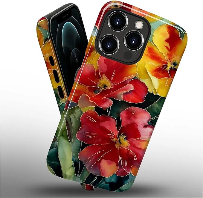 Case for iPhone 12 Pro Max Case,Vintage Floral Girly Design - Hybrid Dual Protection Silicone + Hard PC Shockproof Full Body Cover Slim Anti-Scratch Protective Case for Men Women