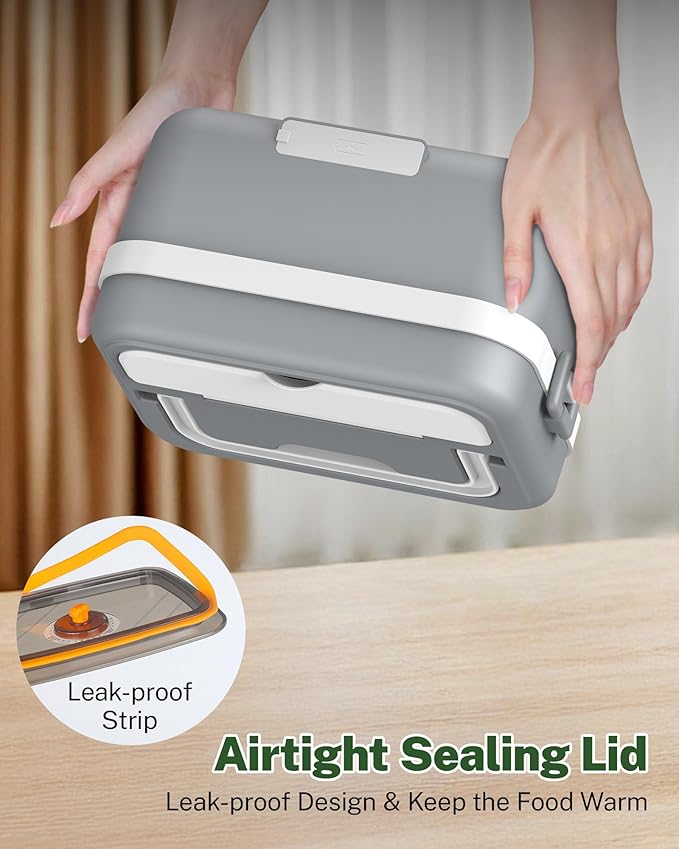 ODSD Cordless Electric Lunch Box for Adults, 16000mAh Rechargeable Self-Heating Lunch Box Food Warmer with Timer & Adjustable Heating, 34oz/1L Container with Insulated Bag for Office Car Outdoor