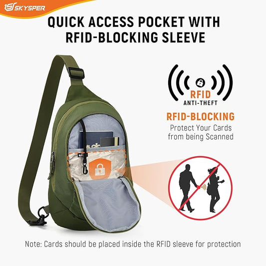 SKYSPER Sling Bag RFID Crossbody Sling Backpack Travel Cross Body Bag Shoulder Sling Daypack