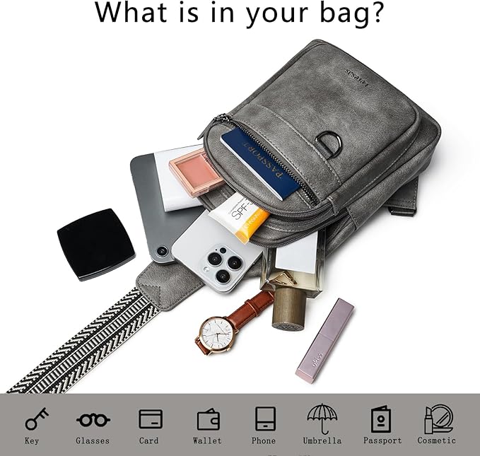 7L Sling Bag for Women Men Vegan Leather Crossbody Bags Fanny Pack Purse Backpack Over Shoulder Bag Travel Anti Theft