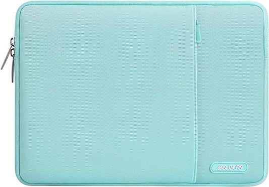 MOSISO Laptop Case 16 inch, 15-15.6 inch Laptop Sleeve Compatible with MacBook Pro 16 M4 M3 M2 M1, HP Acer Dell Lenovo ASUS Notebook, Polyester Vertical Computer Sleeve Bag with Pocket, Mint Blue