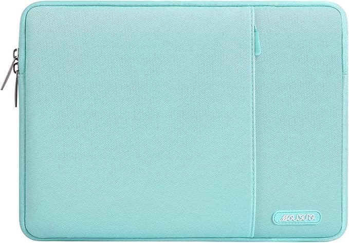 MOSISO Laptop Case 13.3 inch, 13-13.3 inch Laptop Sleeve Compatible with MacBook Air/Pro 13 / Pro 14, HP Dell ASUS Lenovo Notebook, Polyester Vertical Computer Sleeve Bag with Pocket, Mint Blue