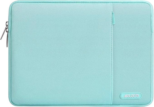 MOSISO Laptop Case 13.3 inch, 13-13.3 inch Laptop Sleeve Compatible with MacBook Air/Pro 13 / Pro 14, HP Dell ASUS Lenovo Notebook, Polyester Vertical Computer Sleeve Bag with Pocket, Mint Blue