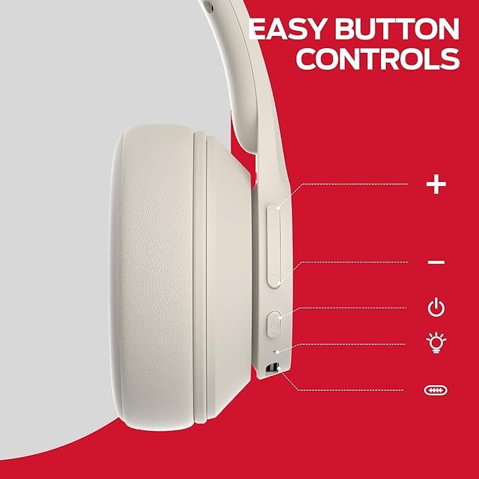 Monster Mission 100 Bluetooth Headphones, On Ear Headphones with Immersive Bass, Crystal Clear Call, 40H Playtime, Bluetooth 5.4, Comfortable Fit Wireless Headset for Travel Work (White)