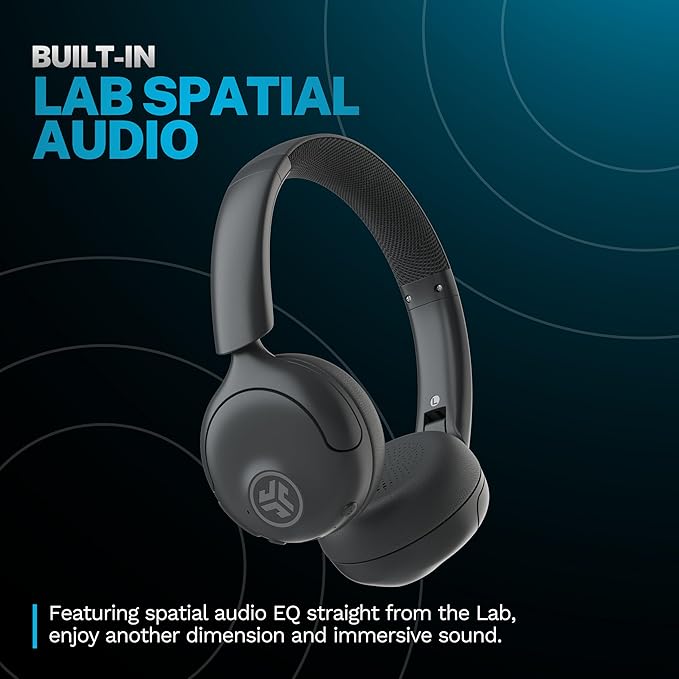 JLab Go Lux ANC Wireless Headphones, Graphite, Hybrid Active Noise Cancelling, Premium On-Ear Bluetooth Headset, Customizable Sound, Be Aware Mode, Cloud Foam Comfort, Multipoint Connection