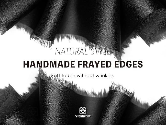 Vitalizart Black Silk Satin Ribbon 1 Inch x 15 Yard Wooden Spool Handmade Frayed Ribbon for Gift Wrapping Baby Shower Wedding Bridal Bouquets Holiday Decor 3 Rolls x 5 Yard