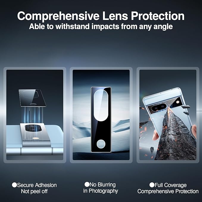 SMARTDEVIL [3+3 Pack for Google Pixel 7 Screen Protector with Camera Lens Protector, Finger Print Reader Compatible, Fast & Easy Installation, Clear 9H Tempered Glass Film, Alignment Frame