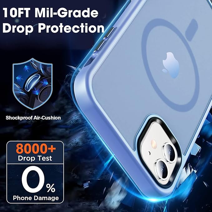 MOCCA Strong Magnetic for iPhone 12 Case/iPhone 12 Pro Case, [Compatible with Magsafe][Mil-Grade Drop Protection] Slim Shockproof Translucent Protective Phone Case for iPhone 12/12 Pro 6.1“, Blue