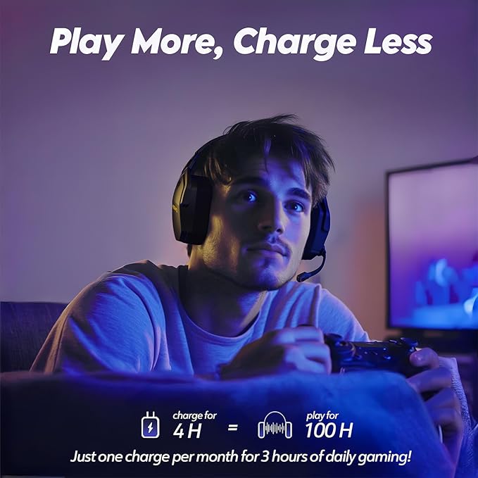 NUBWO Wireless Gaming Headset with Mic for Ps5 Ps4 PC, Zero Interference, 100-Hour Battery All-Day Play, 23ms Sync for Fortnite & Call of Duty/FPS Gamers, Triple Mode All Devices Compatible - Orange