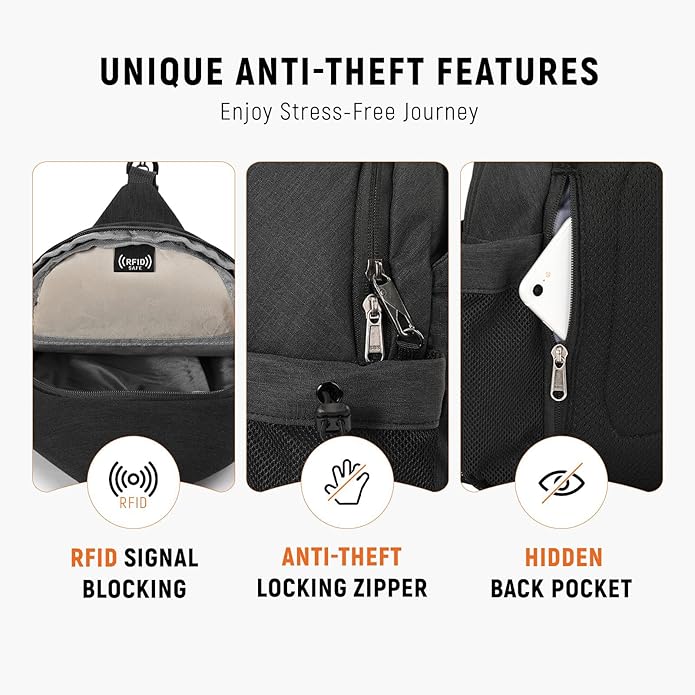 SKYSPER Sling Bag Anti-Theft Crossbody Bag RFID Travel Cross Body Shoulder Sling Backpack