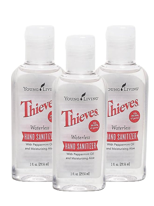 Young Living Thieves Waterless Hand Purifier with Peppermint Oil | 1 oz | Convenient, Refreshing, and Gentle Cleanser for Soft Hands | 3 Pack