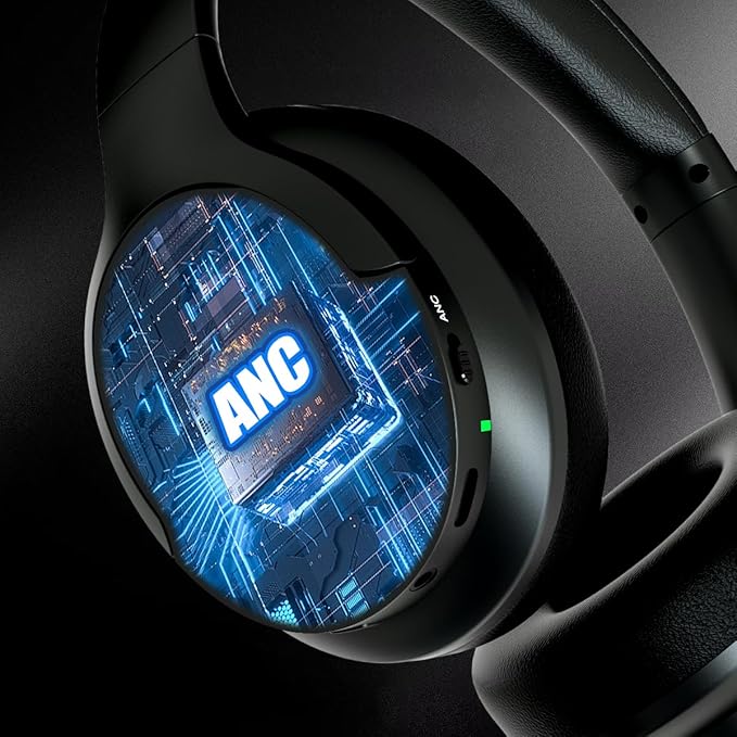 Over The Ear ANC Bluetooth Headphones, 60H Playtime Active Noise Cancelling Wireless/Wired Headphones with Microphone, Cheap Stereo Foldable Lightweight Headset for PC,TV, and Cell Phones