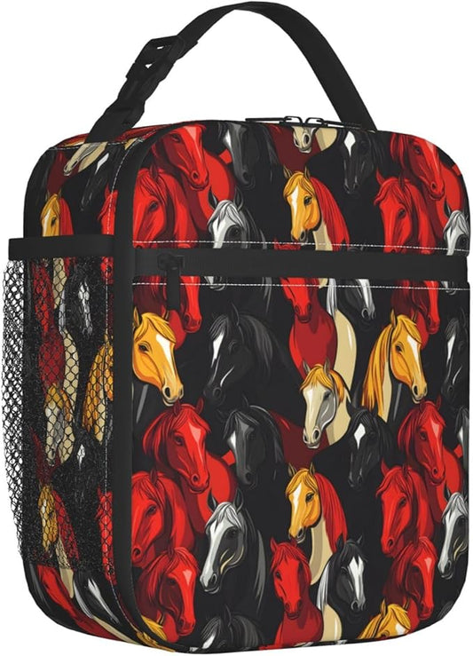 Horse Lunch Box for Women Kids Girls Men Insulated Lunch Bag Lunchbox Adults Lunch Tote Bags Reusable Cooler for Work Office School Picnic Travel