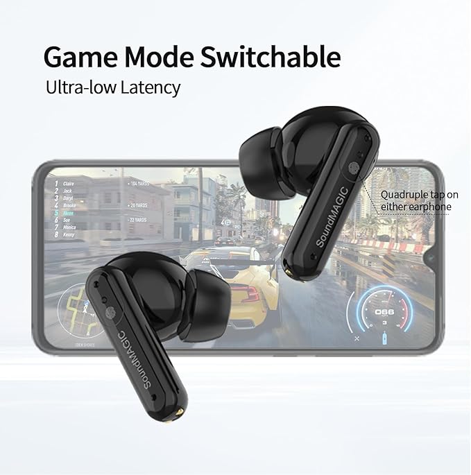 SoundMAGIC T80BT ANC True Wireless Earbuds with Hi-Res Audio,Hibrid Active Noise Cancelling, ENC Call Clarity, 20H Playtime, IPX5 Waterproof, Ultra-Comfy Fit for Sports/Work/Gaming