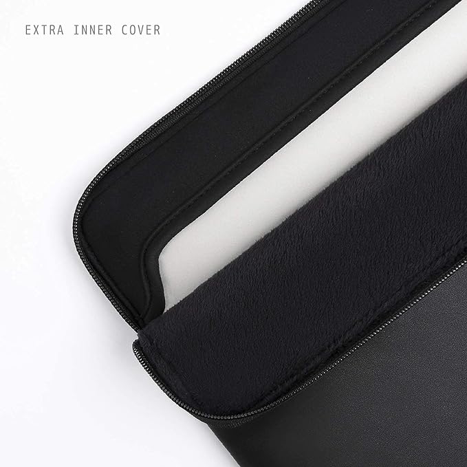 Comfyable Leather Laptop Sleeve Compatible with 16 Inch MacBook Pro M4 2024 & 15 Inch MacBook Air M4 M3 M2 2025, Black