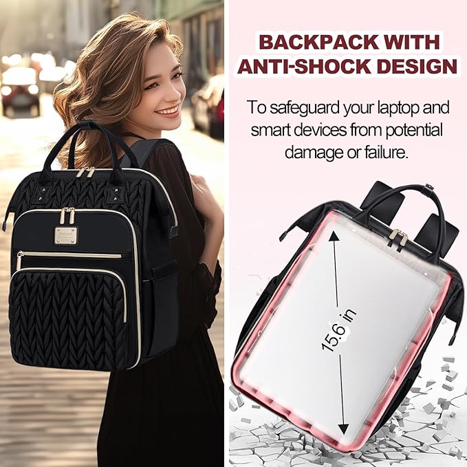 Lunch Backpack for Women, 15.6 inch Laptop Backpacks for Womens, Work Backpacks with Lunchbox,Insulated Back pack Cooler,Teacher Nurse Travel Backpack for Women