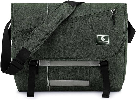 OIWAS Messenger Bag for Men, 15.6 Inch Laptop Crossbody Bags Women Casual Satchel Shoulder Bag College Travel Office Briefcase (15.6 Inch, Dark Green)
