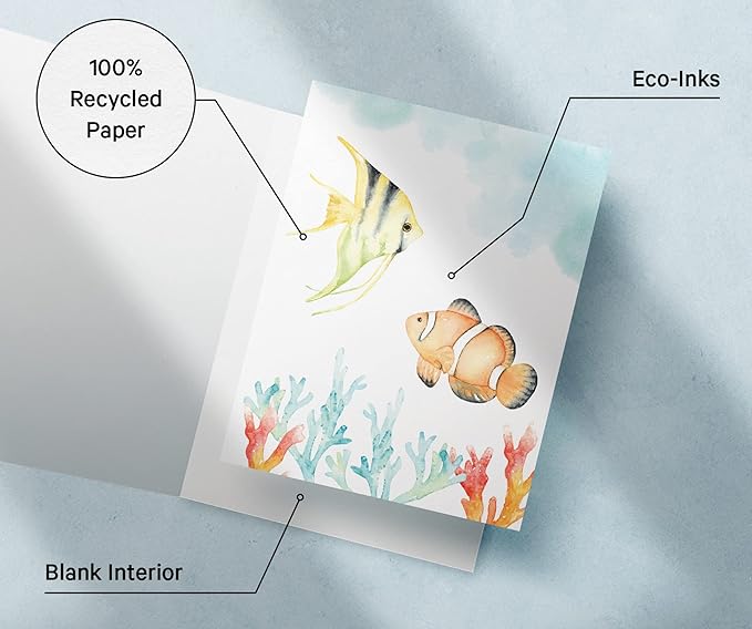 Twigs Paper - Assorted Ocean-Themed Greeting Cards - Stationery Cards with Envelopes - Thank You Card - Blank Note Cards - Greeting Cards for All Occasions - Made in USA (5.5 x 4.25, Set of 12)