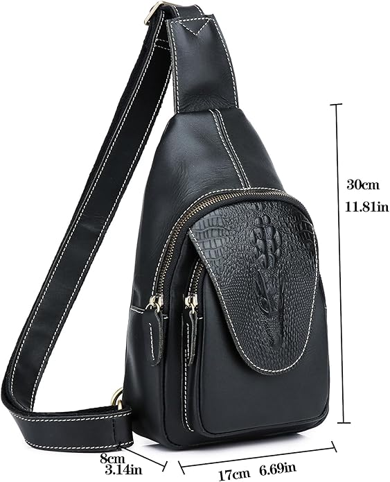 Genuine Leather Sling Bag for Men Women Backpack Chest Shoulder Satchel Crossbody Bags Casual Outdoor Daypack