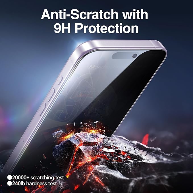 SMARTDEVIL 2PACK for iPhone 17 Privacy Screen Protector Shatterproof Tempered Glass [True 28°Anti Spy] [9H Hardness] [Auto Dust-Elimination Install], [Bubble Free]