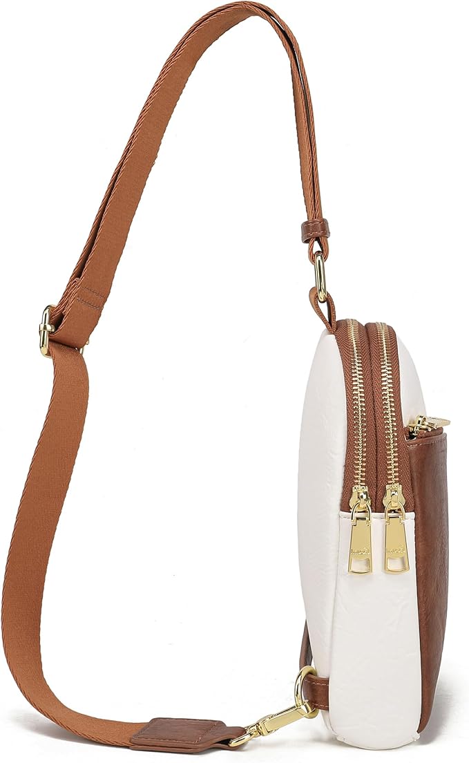 INICAT RFID Blocking Sling Bag Leather Crossbody Bags for Women Fanny Pack Cross Body for Woman Chest Bag for Travel 1.9L