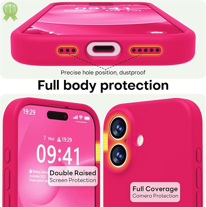 LOVE 3000 Designed for iPhone 17 Case, Premium Silicone [Compatible with Magsafe][Soft Anti-Scratch Microfiber Lining] Shockproof Protective Phone Case for Men Women 6.3", Hot Pink