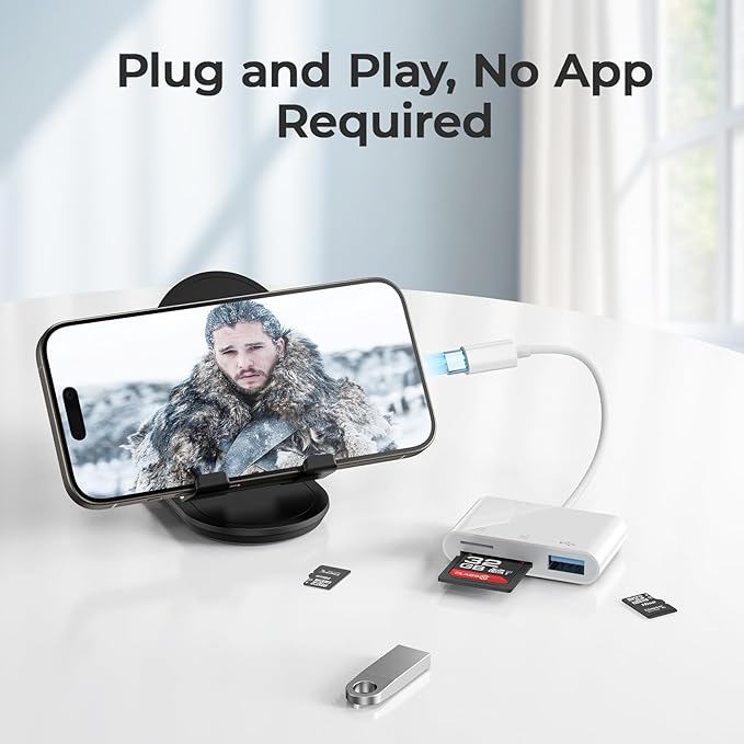 3-in-1 USB C Card Reader, SD/microSD/TF Memory Card Adapter, Compatible for Phone 15/16 Pro, Android, Pad, MacBook, Laptop