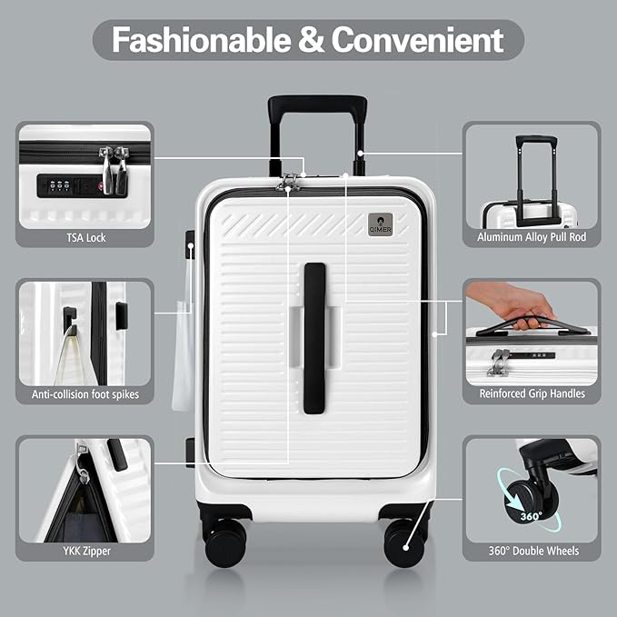 20 Inch Luggage with Spinner Wheels,Expandable Front Opening Suitcase 100% PC Hard Shell TSA Lock, Smooth Rolling Wheels, Lightweight Travel for Men and Women, Y03 Yellow Slightly Larger