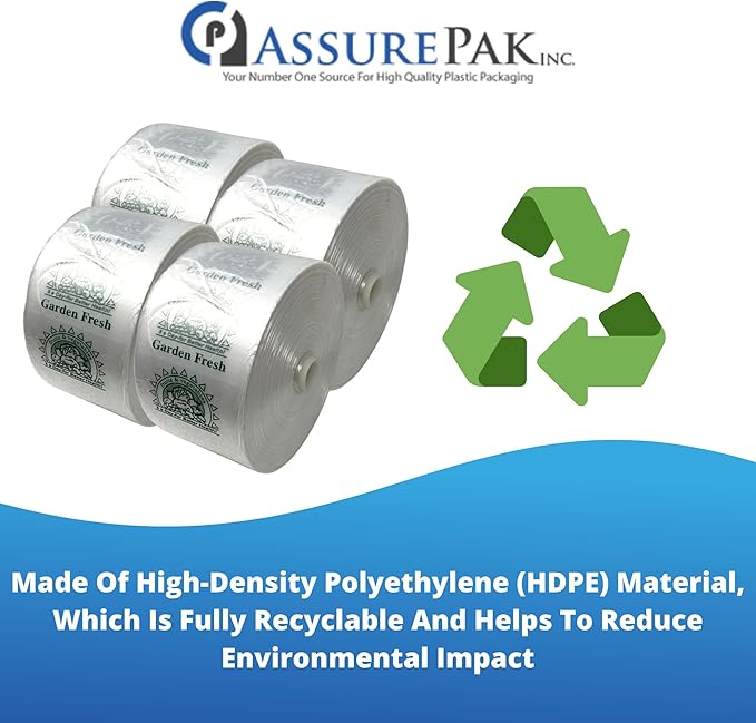 Clear Produce Bags Roll - 3000 Bags - 15"x20" – (4 Rolls, 8 Microns) – for Grocery, Small Business, Reusable Produce Use, Food & Storage Needs, Garden Fresh, Narrow Profile, Kitchen Use