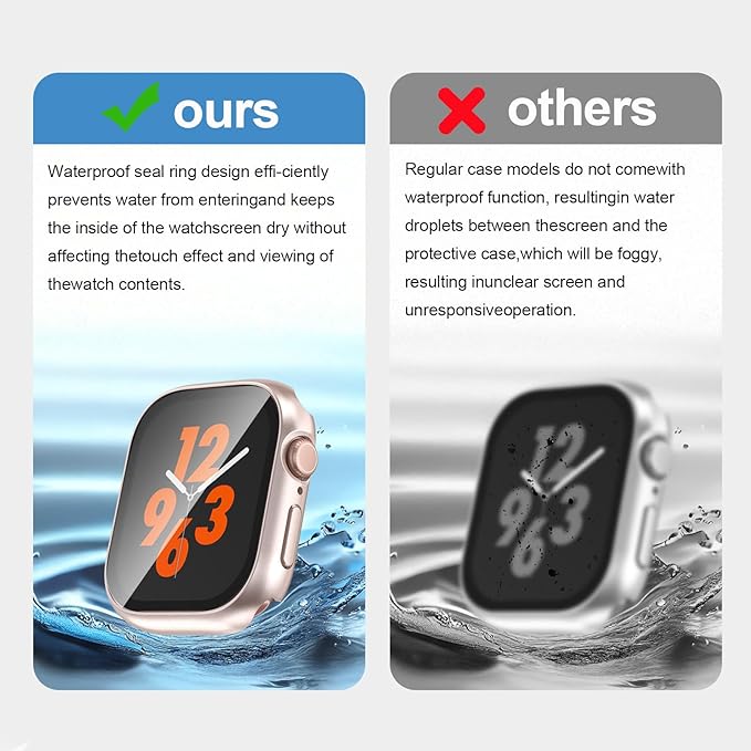 2 in 1 Waterproof Case for Apple Watch Screen Protector SE SE 2 SE 3(2025) Series 4 5 6 44mm Built-in Tempered Glass [Overal Protective] Ultra-Thin PC Bumper Cover Compatible iWatch