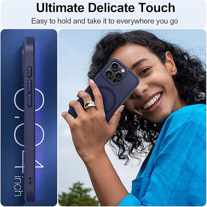 MOCCA Strong Magnetic for iPhone 16 Pro Phone Case, [Compatible with Magsafe][16FT Mil-Grade Drop Protection] Slim Thin Translucent Matte Protective Cover Case for iPhone 16 Pro Case, Deep Blue