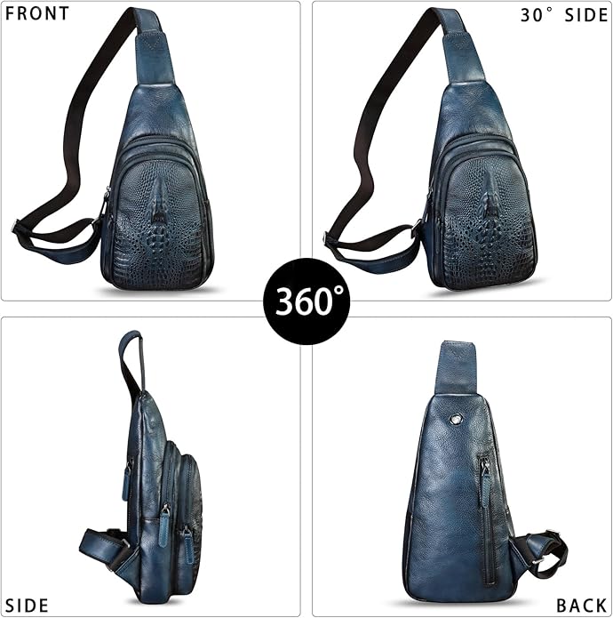 Genuine Leather Silng Bag for Women and Men Real Leather Sling Backpack Chest Purse Shoulder Crossbody Bag