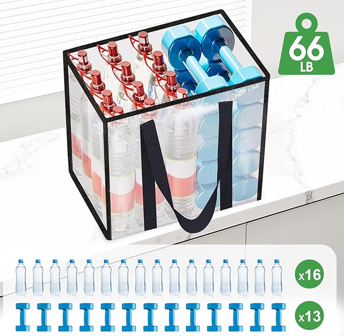 10 Pack Reusable Grocery Bags, Heavy-Duty Shopping Bags with Sturdy Handles, Water-Resistant & Foldable Organizer, Shopping Bags for Groceries, Market, Car Trunk, Multi-Purpose, 42L