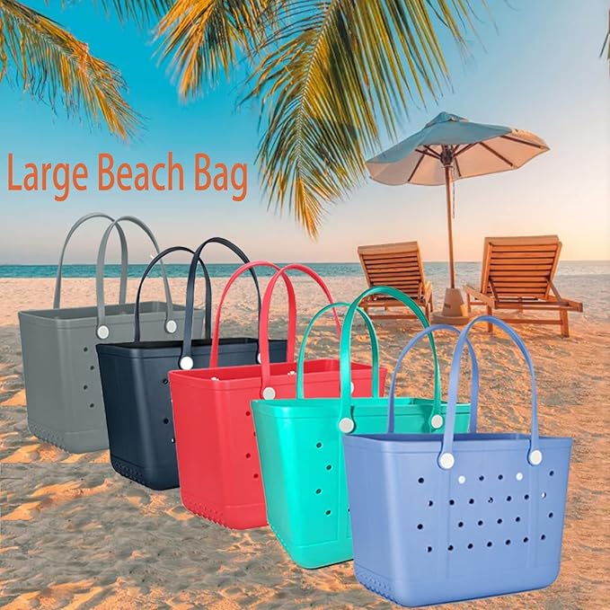 X Large Beach Bag, Oversized Rubber Beach Bag, Washable Open Tote Bag Durable Tote Travel Bags