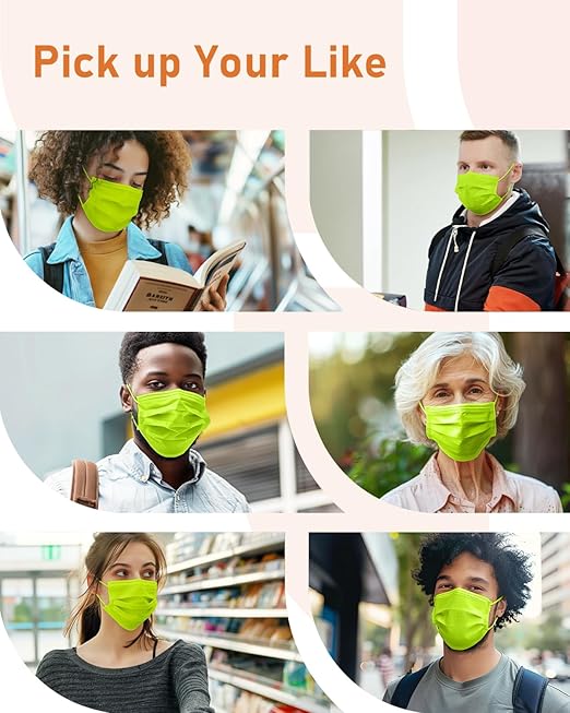 Face Masks Disposable 100 Pack, 4 Ply ASTM Level 3 Medical Grade, FSA/HSA Eligible, Breathable for Adult Outdoor Protection, Individually Wrapped for Home, School & Office, Grass Green