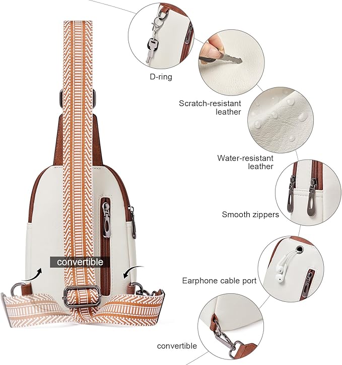 Womens Sling Bag Crossbody Bags for Women Vegan Leather Sling Backpack Daypack Fanny Pack Crossbody Purse Travel