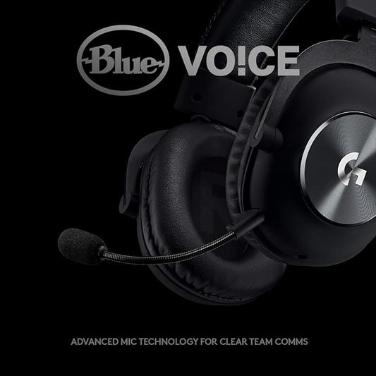 Logitech G Pro X Wired Gaming Headset: Blue VO!CE Detachable Boom Mic, DTS 7.1, 50 mm Drivers, USB/3.5mm Aux, Spare Memory Foam Ear Pads, USB DAC & Bag Included - Black