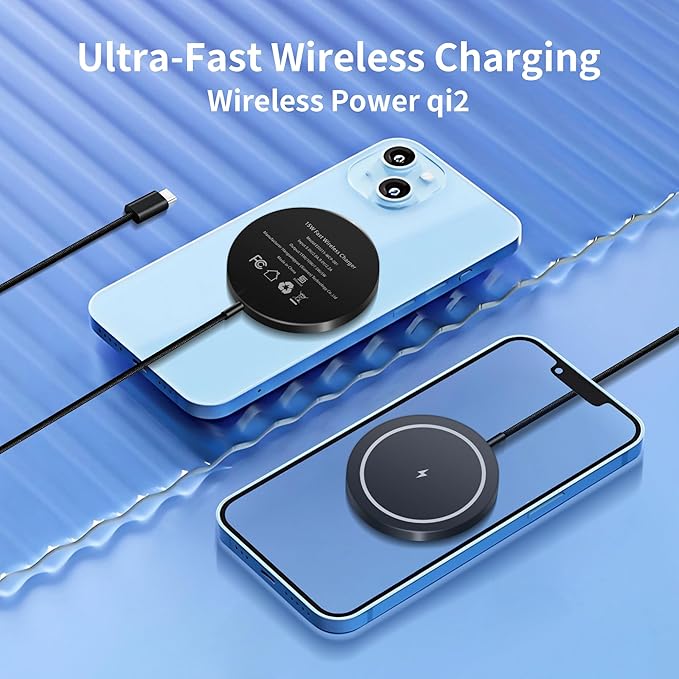 Magnetic Wireless Charger for iPhone 16 Pro Max/16 Pro/16/16 Plus/15/14/13/12 Series AirPods 3/2/Pro/Pro 2 15w Mag-Safe Charger Magnet Charging Pad with USB-C Ports