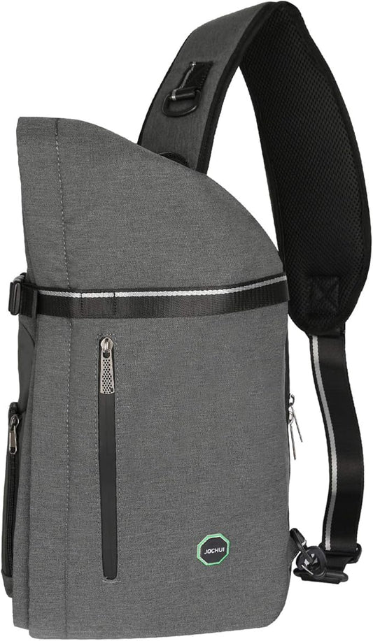 Large Sling Bag Laptop Backpack Cross Body Messenger Bag Shoulder Travel Rucksack (B-Light Gray)
