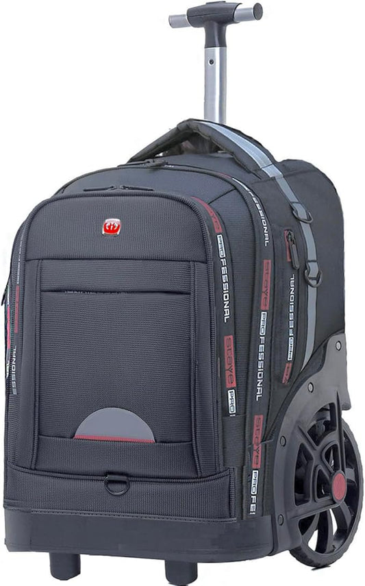 Rolling Backpack for Adults, Large Wheeled Backpack with Laptop Compartment, Roller Backpack on Wheels, Suitable for Leisure Outdoor Business Travel (Grey)