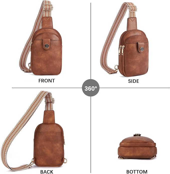 BOSTANTEN Small Sling Bag Crossbody Bags for Women Trendy Crossbody Purse Leather Chest Bag