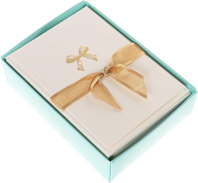 Graphique Bow Cards, Pack of 10 Cards with Envelopes, All Occasion Greetings, Blank Inside, Gold Foil Embossing, La Petite Press Collection Boxed Set, 3.25" x 4.75"