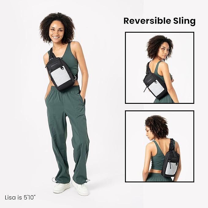 Sherpani Metro, Anti Theft Sling Bag, Sling Backpack, 5L Travel Bag, Shoulder Chest Purse, Crossbody Backpack for Women, Metal Hardware, Travel Gift (Sterling Pro)