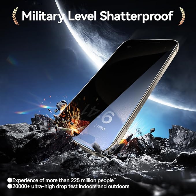 SMARTDEVIL 2+2Pack Privacy Screen Protector for iPhone 15 Pro Max with Camera Lens Protector,Shatterproof Tempered Glass[True 28°Anti Spy][9H Hardness][Automatic Dust-Elimination Install]