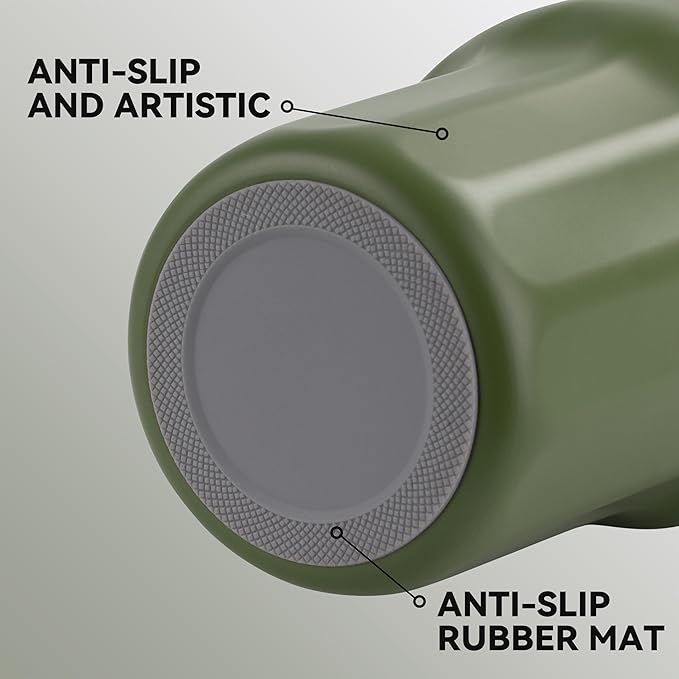 VEGOND 30 oz Insulated Stainless Steel Tumblers with lid and straw Bulk Pack Coffee Mug with Non-Slip Silicone Base, Sweat Proof Powder Coated Cup for Hot Cold Drinks, Army Green 8Pack