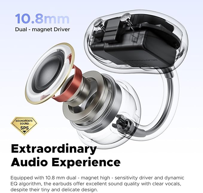 SoundPEATS POP Clip Wireless Open Ear Earbuds, Button Control, Lightweight Comfort Headphones, 30H Playtime, IPX5 Waterproof, Bluetooth 5.4 Immersive Audio Earphones for Sports Running Working, Purple