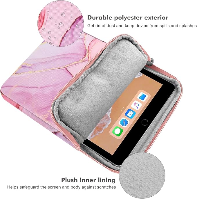 MoKo 9-11 Inch Tablet Sleeve Bag Carrying Case Fits iPad air 5 10.9" 2022,iPad Pro 11 M2 2022-2018,iPad 10th 10.9,iPad 9/8/7th Gen 10.2,iPad Air 4 10.9/Air 3 10.5,Tab S8/S9 11",Cloudy Pink