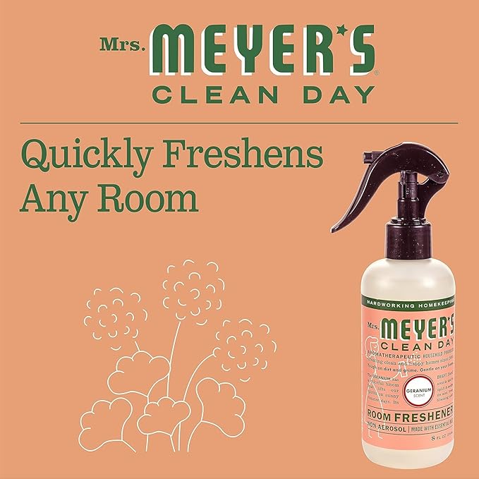 Mrs. Meyer's Clean Day Room Freshener Spray Bottle, Geranium Scent, 8 Fl Oz (Pack of 6)