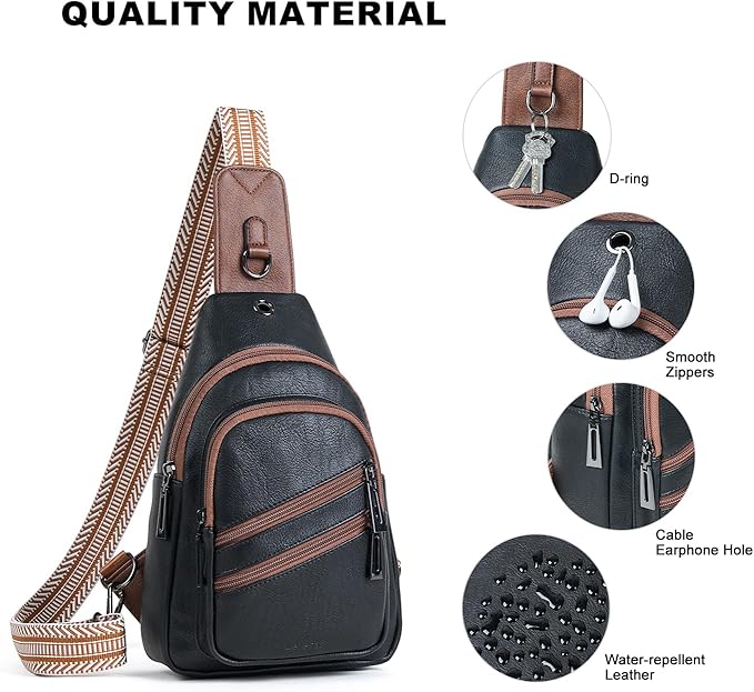 Sling Bag for Women Crossbody Purse Leather Crossbody Bag Fanny Pack Chest Pack for Travel Everyday Vacation