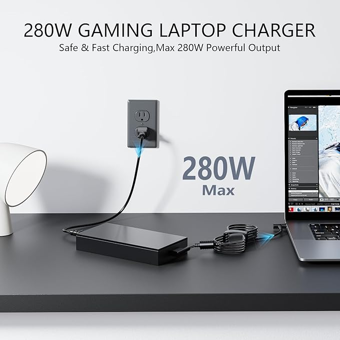 280W ADP-280BB B Charger Compatible with Asus ROG Strix G15 G17 G513R G513Q G713R G713Q TUF A16 FA617 FA617X FA617N FA617XT FA617NT FA617XS FA617NS Strix Scar 15 17 SE Flow X16 Power Adapter